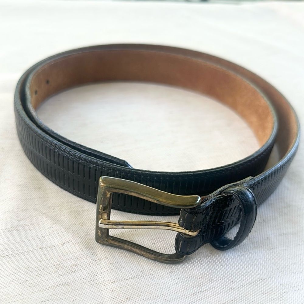 Top Grain Black Textured Leather Belt 42